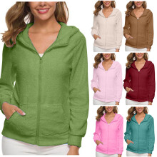 Veste à capuche zippée grande taille pour femme, manteau d'automne décontracté, trench-coat femme, veste tendance pour femme, rose fuchsia, XL