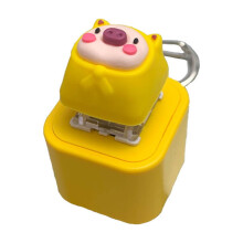 Gallickan Pig Button Pendant – Voice & Glow Keychain, Press for Sound/Light, Cute Animal Toy, Yellow, Compatible with Keychains
