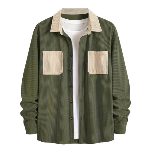 Blouses met patchwork-kleurdesign en knoopsluiting voor heren. 2