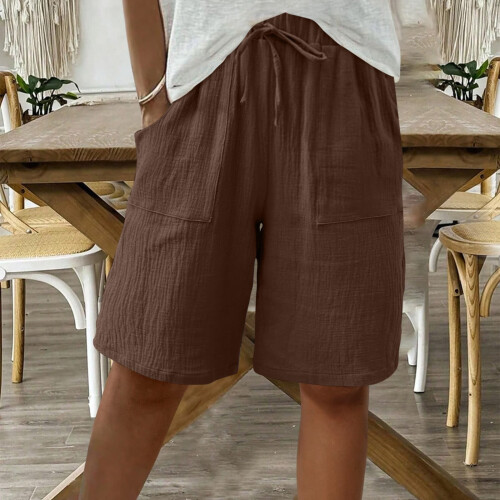Γυναικείο ελαφρύ casual σορτς - Capris μονόχρωμο που απομακρύνει την υγρασία για 2