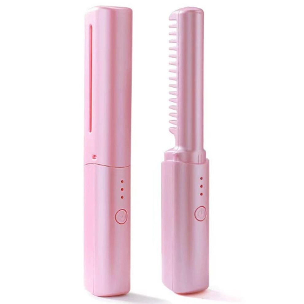 Upgraded 3rd Gen Cordless 2-in-1 Ceramic Comb & Straightener, Frizz-Free for Straight/Curly Hair, Compatible with US Voltage