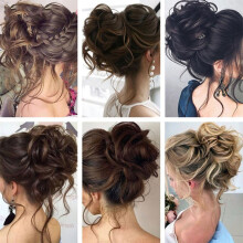 SSKFHGI12h24 Pruik voor vrouwen met warrig, natuurlijk haar en een grote haarring, gemaakt van synthetische vezels, met pluizig krullend haar,