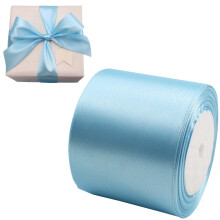 Nastro di raso con filo metallico, 8 cm, azzurro cielo – per fiocchi, confezioni regalo, lavori creativi, decorazioni per matrimoni, composizioni