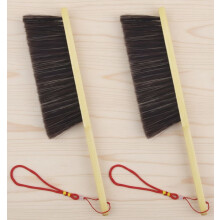 2-Pc Wooden Hand Broom Set with Soft Bristles, Long Fireplace Brush for Clothes, Counters, Beds, Sofas, Cars, Benches, Furniture