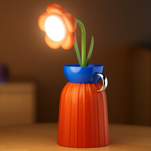 Lampe à fleurs roses pailletées, veilleuse LED 3 couleurs à intensité variable, rechargeable et flexible, lampe de lecture sans fil à commande
