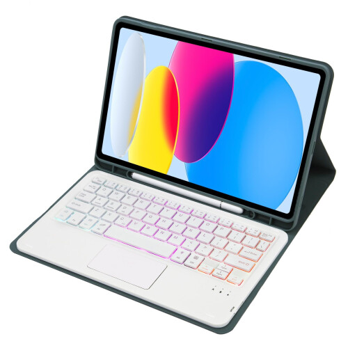 Capa com teclado compatível com Samsung Galaxy Tab S9FE de 10,9 polegadas, teclado sem fio retroiluminado destacável com touchpad 2