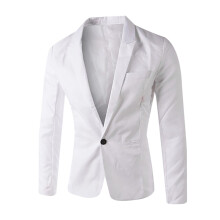 Blazer da uomo monopetto tinta unita casual abito da lavoro alla moda giacca da ufficio giacca bianca XXL