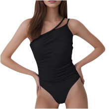 Costume da bagno intero da donna Kukoosong, a vita alta con gonna, contenitivo per la pancia, spalline regolabili.