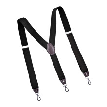 Fashion Men's Suspenders 3 Hooks Strap Heavy Duty Solid Color Y Back Belt Black