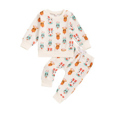 (12-18 Months, Khaki) Σετ Χριστουγεννιάτικων Παντελονιών Φούτερ Ταράνδου
