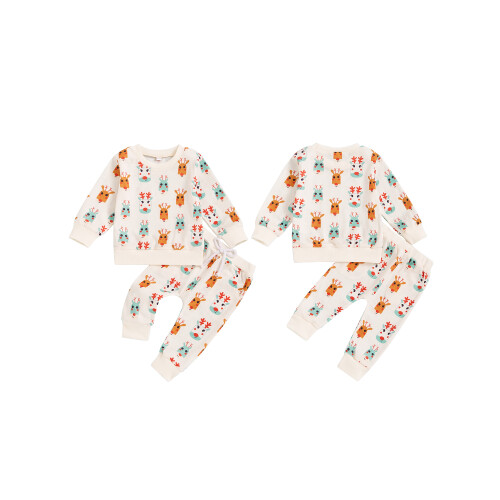 (12-18 Months, Khaki) Σετ Χριστουγεννιάτικων Παντελονιών Φούτερ Ταράνδου 1