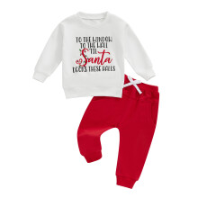 (12-18 Months, White) Éadaí Nollag do Bhuachaillí Óga: Geansaí Fada & Bríste Fada, Tacar Éadaí Fómhair 2 phíosa
