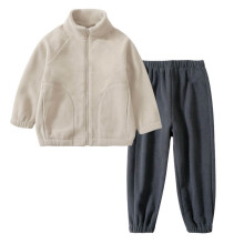 Barnas fleece treningssett, vintervarm langermet topp og bukser, todelt antrekk for gutter og jenter, fleece treningsdress