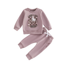 (0-6 Months, Purple) Halloween-Set für Kleinkinder, 2-teilig: Langarm-Oberteil mit Geistermotiv und passende Hose.
