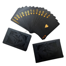Schwarze und goldene, wasserfeste Poker-Spielkarten aus Kunststoff, kreativ gestaltet
