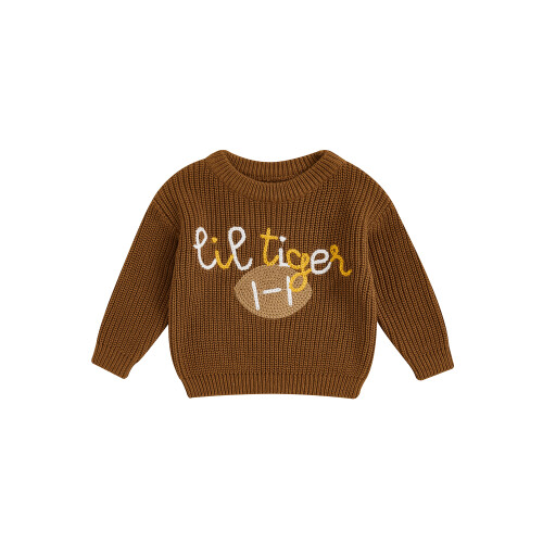 (12-18 Months, Brown) Φθινοπωρινό Πουλόβερ με και Πλεκτό