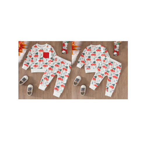 (6-12 Months, White) Set bluze Crăciun talie elastică 2