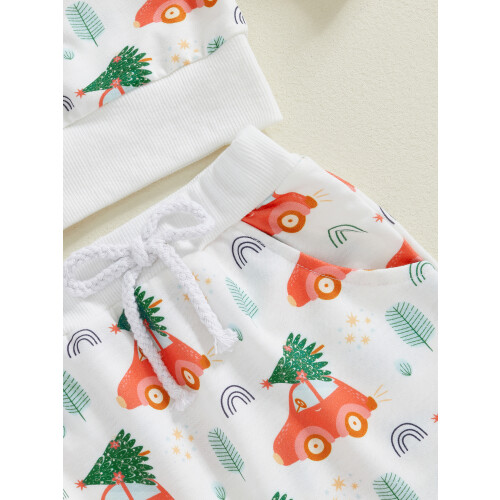 (6-12 Months, White) Set bluze Crăciun talie elastică 1
