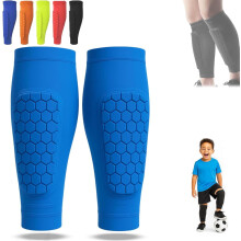 Shin Defender, Shin Guards Kids with Honeycomb Pads, 2 Pack Shindefender Shins Guards Soccer for Ski Youth Adult(Blue,XL(Adult))