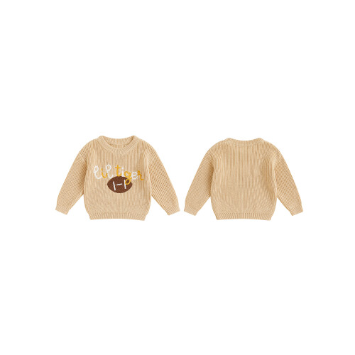 (3-4 Years, Beige Yellow) Φθινοπωρινό Πουλόβερ με και Πλεκτό 1