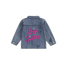(12-18 Months, Sky Blue) Baby Girl Denim Jacket Letter Embroidery Lightweight Long Sleeve Button Cardigan Coat for Infant Spring Fall Outwear