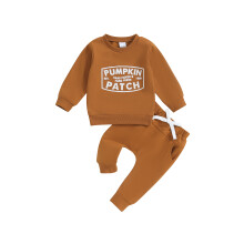 (6-12 Months, Brown) Éadaí Oíche Shamhna do Bhuachaillí agus Cailín Óga le Prionta Litreacha, Tacar 2 phíosa