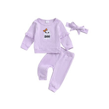 (6-12 Months, Purple) Tacair Oíche Shamhna do Chailíní, Barr Muinchille Fada, Brístí Fada, le Bandaí Gruaige