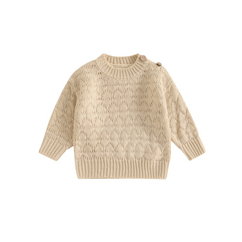 (18-24 Months, Khaki) Παιδικό Μονόχρωμο Πουλόβερ Ριμπ Πλεκτό