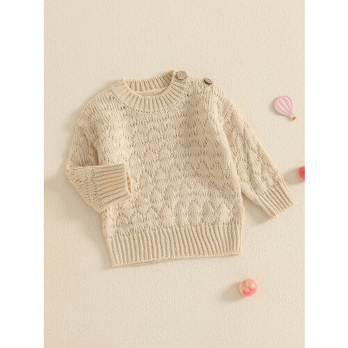 (6-12 Months, Khaki) Παιδικό Μονόχρωμο Πουλόβερ Ριμπ Πλεκτό 2