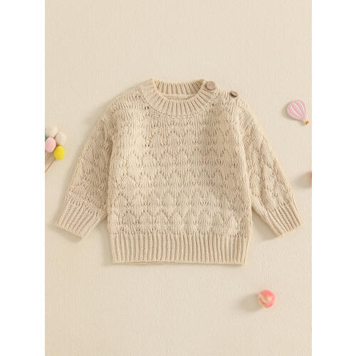 (18-24 Months, Khaki) Παιδικό Μονόχρωμο Πουλόβερ Ριμπ Πλεκτό 2