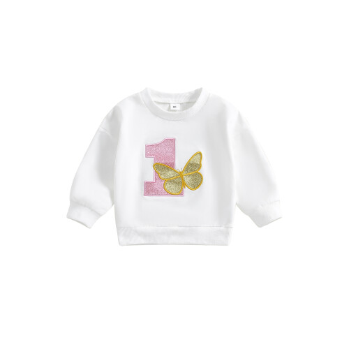 (12-18 Months, White) Φούτερ γενεθλίων για στρογγυλή λαιμόκοψη.