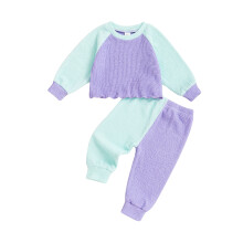 (3-4 Years, Purple) Pienten tyttöjen syysset, kontrastiväriset salaattireunuksella.