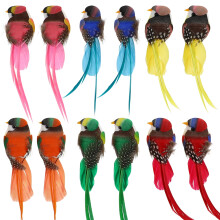 Lot de 12 décorations d'oiseaux réalistes en mousse avec pince métallique