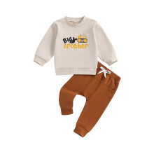 (12-18 Months, Brown) Ensemble enfant chariot élévateur - Sweat-shirt long avec cordon et poches - Tenues pantalon long