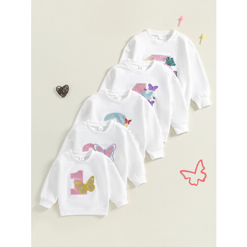 (12-18 Months, White) Φούτερ γενεθλίων για στρογγυλή λαιμόκοψη. 2