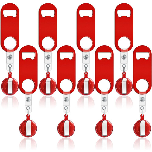 Einziehbares Flaschenöffner-Set, rot, 8-teilig