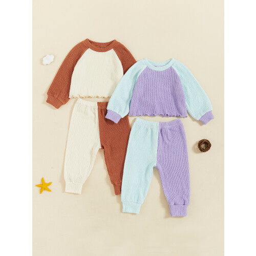 (6-12 Months, Khaki) Φθινοπωρινό σετ για λαιμόκοψη, παντελόνια. 2
