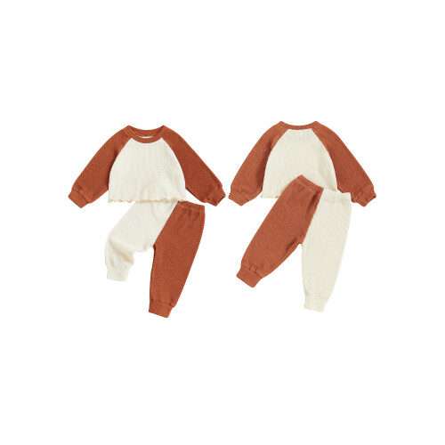 (6-12 Months, Khaki) Φθινοπωρινό σετ για λαιμόκοψη, παντελόνια. 1