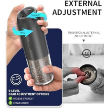 Electric Salt and Pepper Grinder Set Black 2-Speed