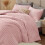 Fleece Queen Comforter Set Pink 3-Piece Winter Bedding 5