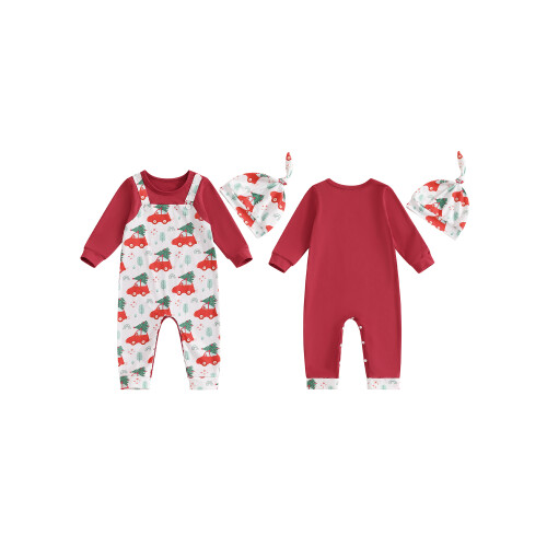 (6-9 Months, Red) Χριστουγεννιάτικη φόρμα με και καπέλο 1