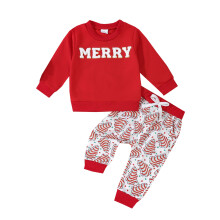 (2-3 Years, Red) Conjunto de calça de letras.
