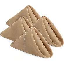 [24 Pack, Beige] Cloth Napkins 20x20 Inches, 100% Polyester Hemmed Edges, Washable and Reusable Ideal for Parties, Weddings and Dinners
