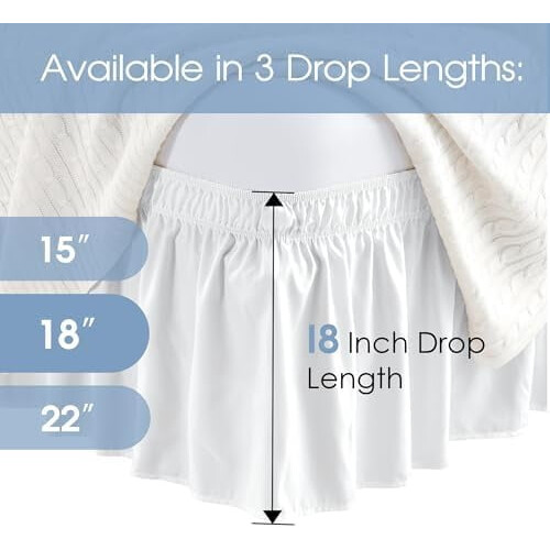 Queensize seng nederdel hvid elastisk 40 cm sænket 2