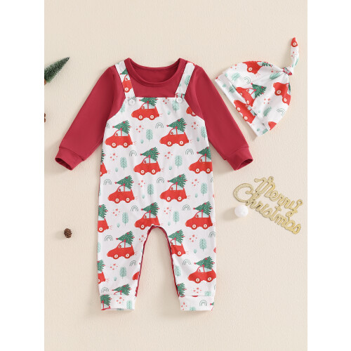 (6-9 Months, Red) Χριστουγεννιάτικη φόρμα με και καπέλο 2