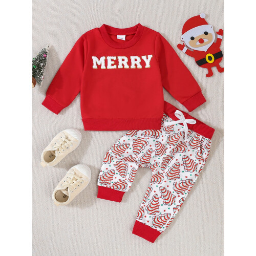 (2-3 Years, Red) Conjunto de calça de letras. 2
