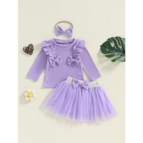 (18-24 Months, Purple) Σετ Φούστες Φθινοπώρου Κορδέλες Μαλλιών 2