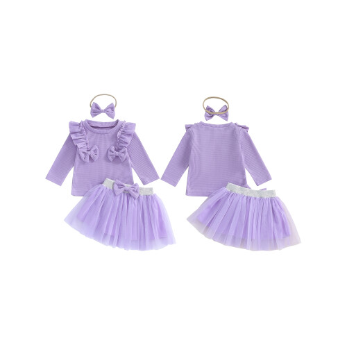 (2-3 Years, Purple) Σετ Φούστες Φθινοπώρου Κορδέλες Μαλλιών 1