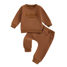 (18-24 Months, Brown) Tacair Bríste Fómhair do Chailíní agus Buachaillí, Barr Bríste Muinchille Fada, Dath Soladach