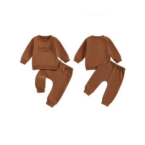 (18-24 Months, Brown) Σετ παντελονιών φθινοπώρου κέντημα, μονόχρωμα 1